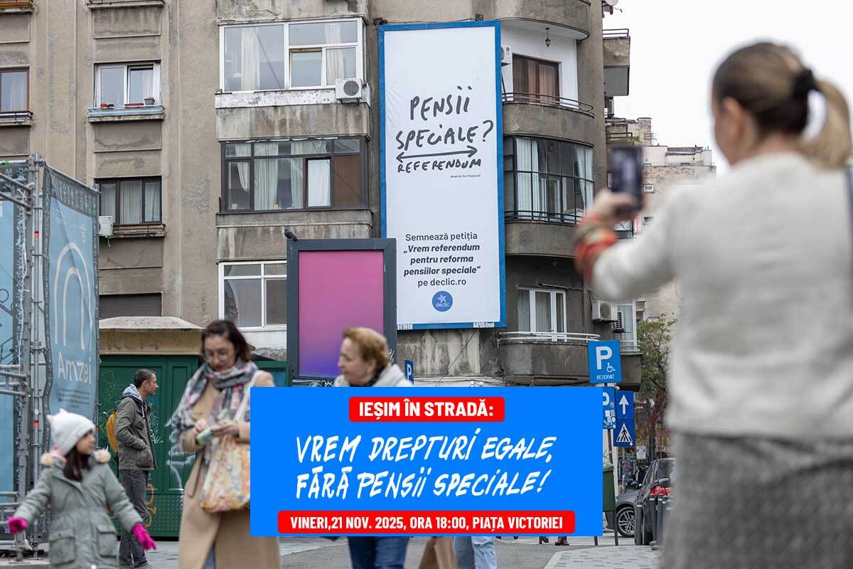 Cetățenii ies în stradă, protest în Piața Victoriei: ,,Vrem drepturi egale, fără pensii speciale!”