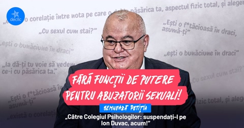 Cǎtre Colegiul Psihologilor: suspendați-l pe Ion Duvac, acum!